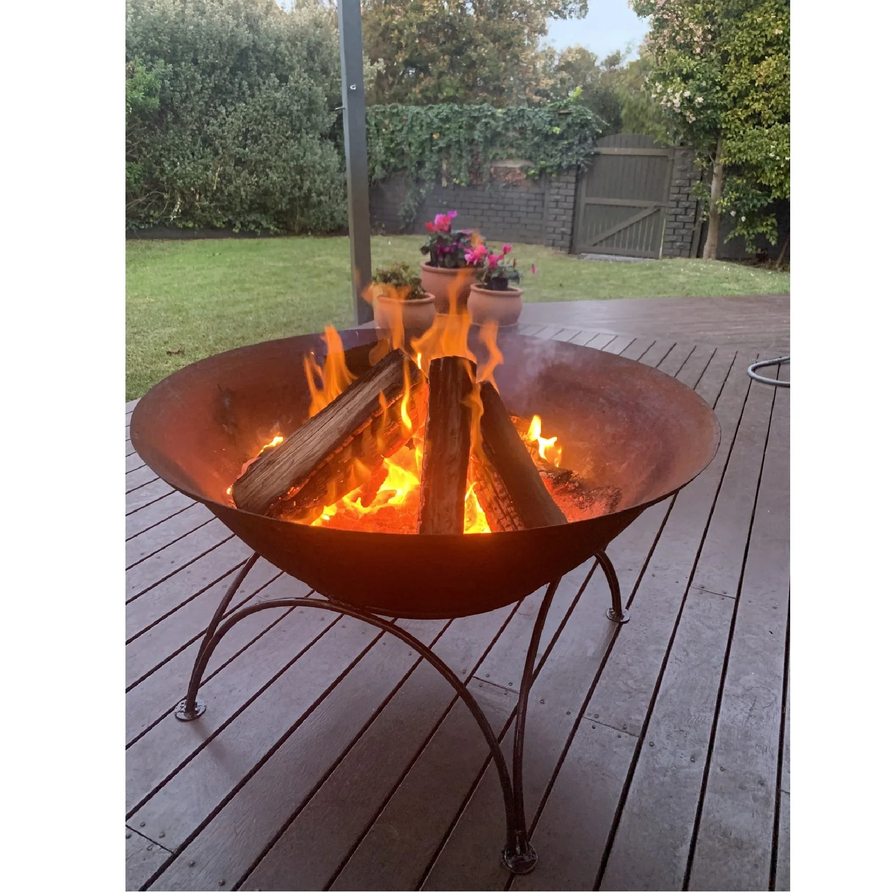 Fire Pit Outdoor Wood-Burning Fire Pit Swivel Cooking Grill Grate Poker Fire Bowl Camping Backyard BBQ Grills