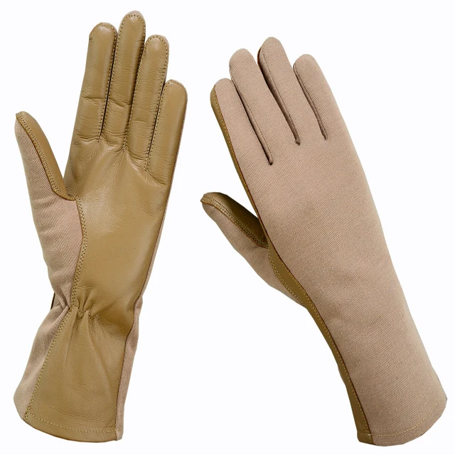 Custom Made Plus Size Top Quality New Design Anti-Slip Custom Fire-Fighting Adjustable Pilot Nomex Brown Gloves