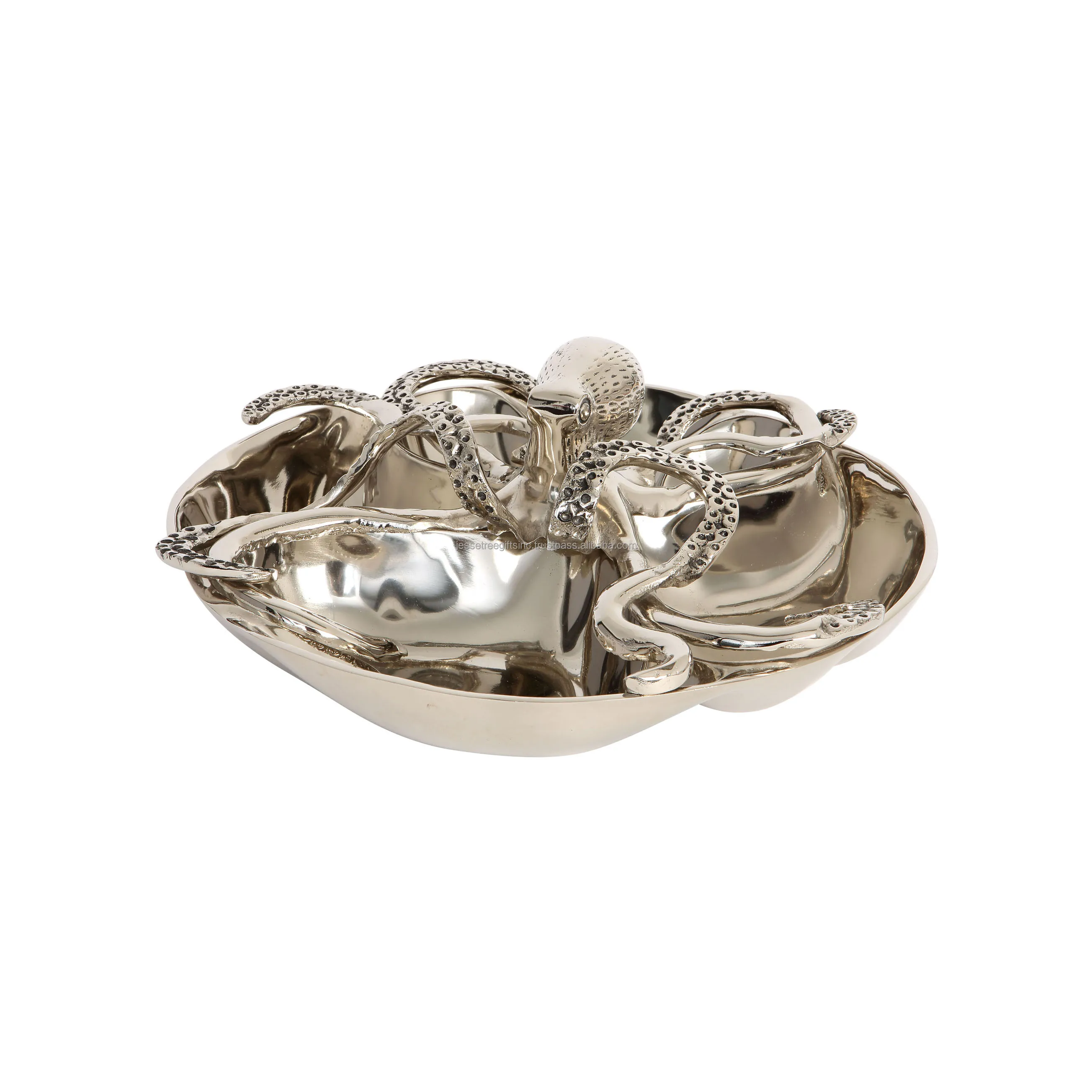 Metal Serve Bowl With Shiny Polish Finishing Round Shape Octopus Design on Top High Quality For Serving Wholesale Price