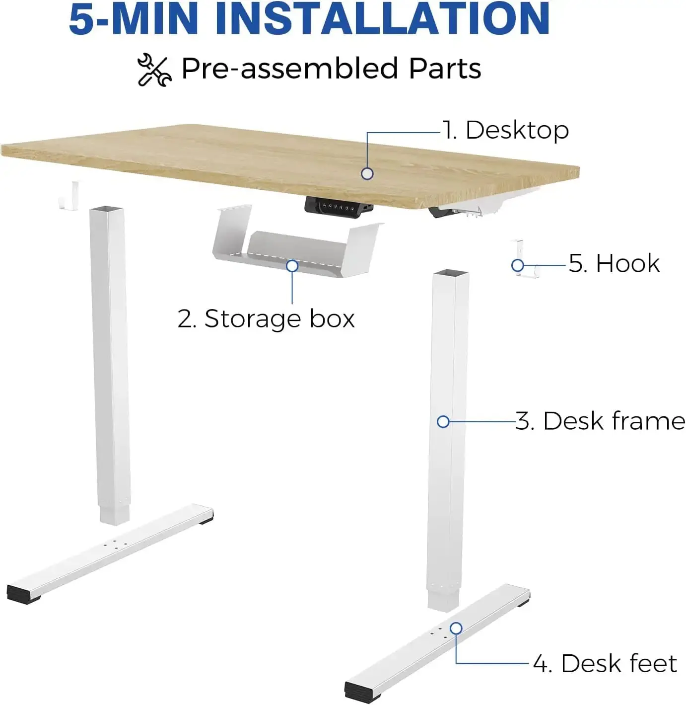Factory Hot Sale Adjustable Motorized Large Table Standing Desk  Electric Office Computer Standing Desk
