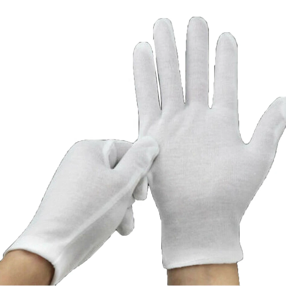 New 100% organic cotton gloves best quality Masonic Cotton Cheap price gloves High Quality Gloves Plain White Customized