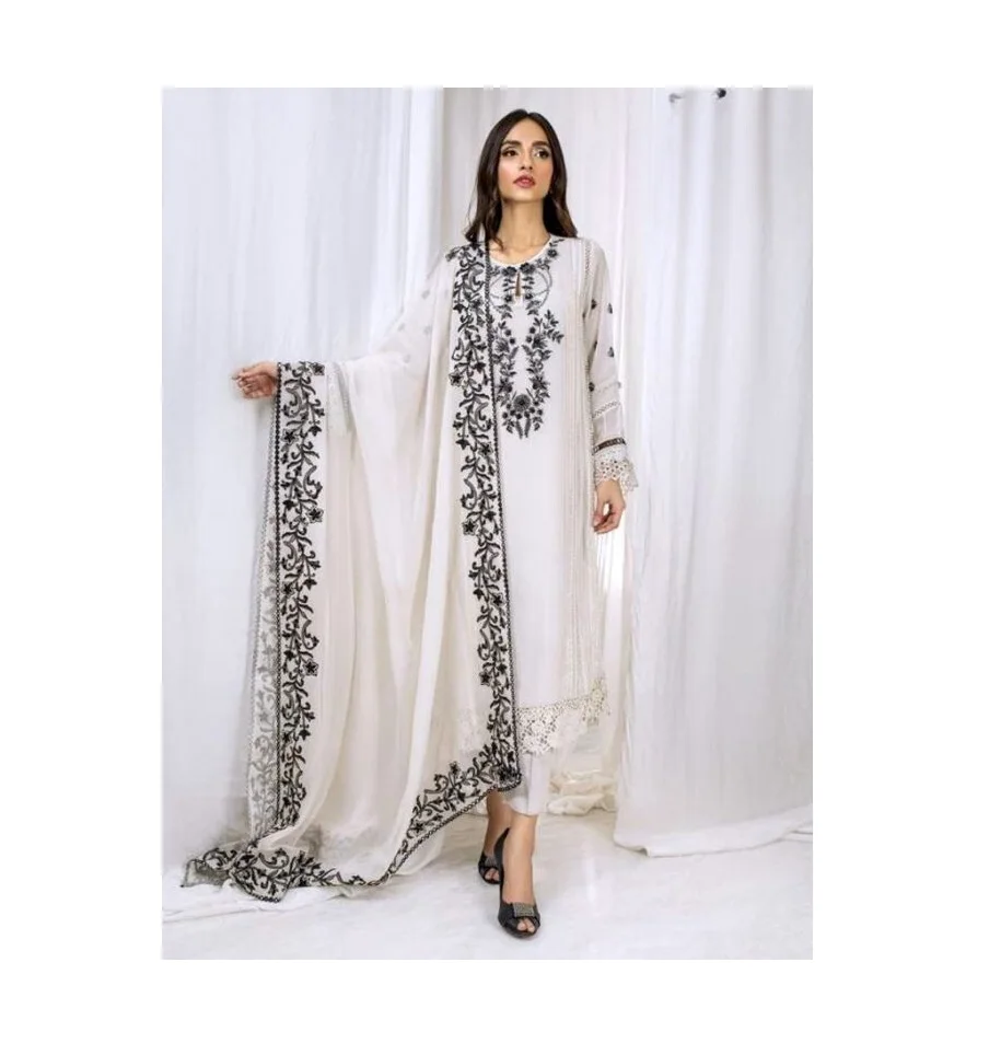 Best Selling Party Wear Embroidered Work Top With Dupatta Set Salwar Kameez Set Kurti Pant Set Wholesale Ethnic Wear