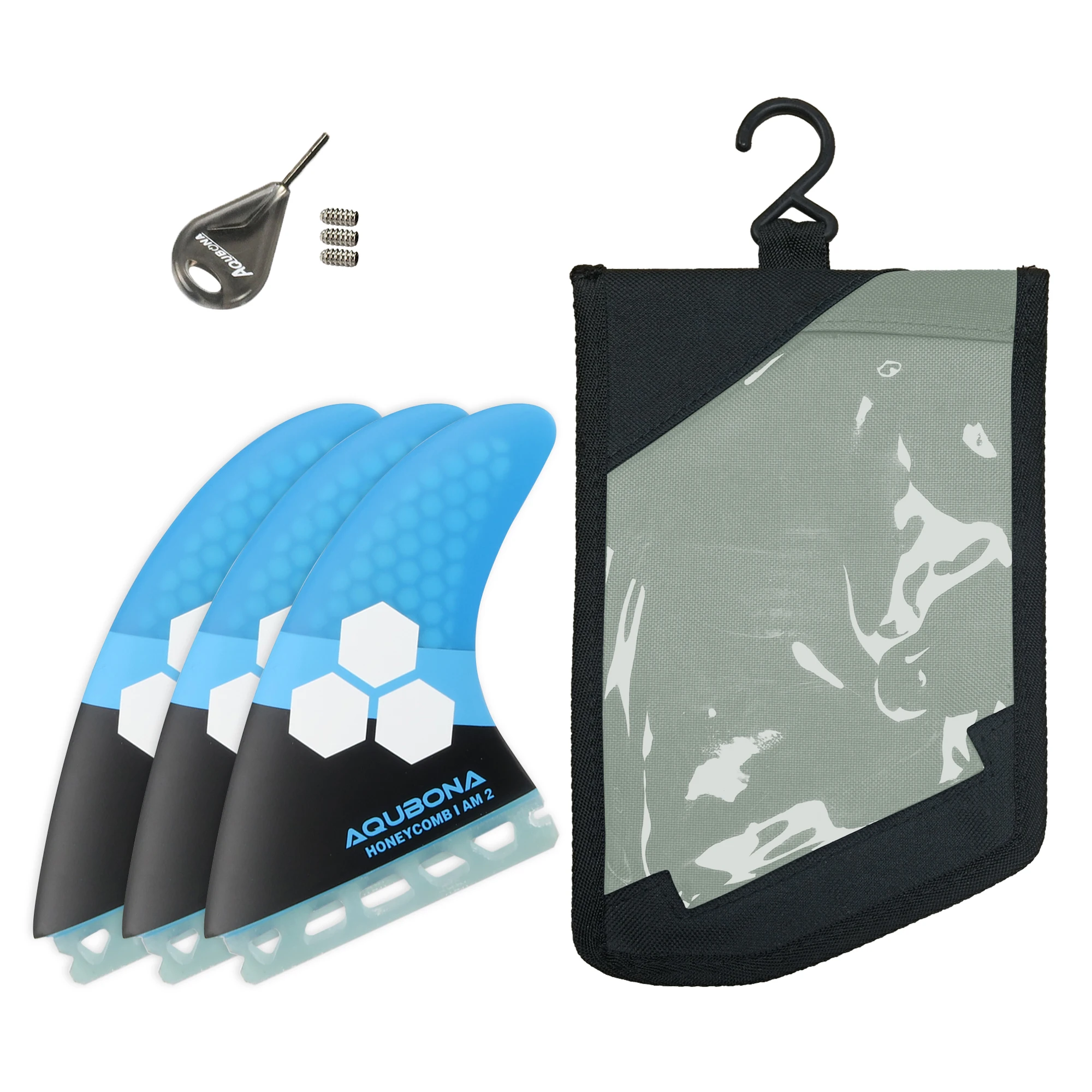 Single/Dual Tab Fins Surfboard Fiberglass 3 Set Fins for Surfing with Fin Bag Key Screw Multiple Colour