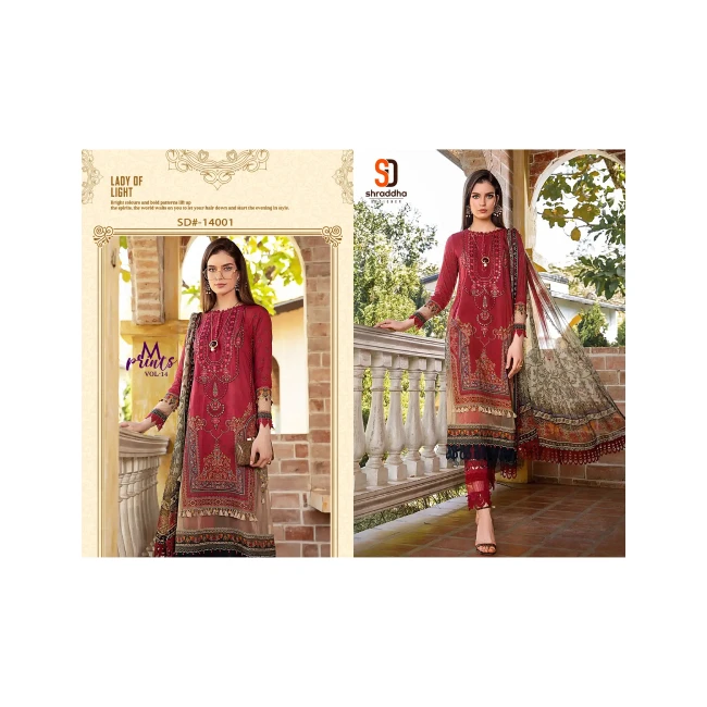 Printed Suit Salwar With Dupatta High Quality LAWN COTTON PRINTED WITH HEAVY EMBROIDERY PATCH Work For Sale