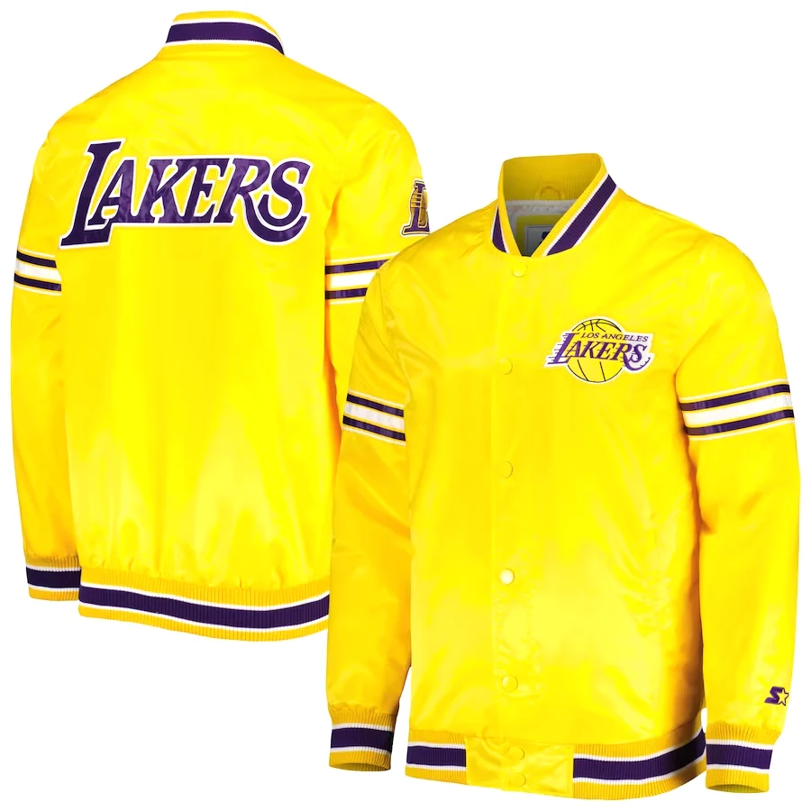 Custom team name Jackets | Customize letterman jacket | Laker Yellow Sox Pro Standard Varsity Logo Jacket