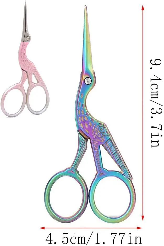 Vintage Crane Design stainless steel Stork embroidery scissors mini vintage scissors, used for DIY sewing, artwork