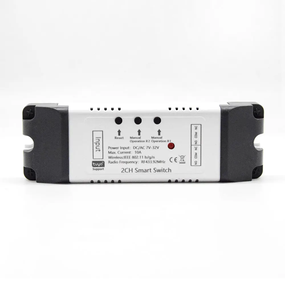 Smart Tuya 2 Channel Wifi with RF Remote Switch AC/DC7-32V Relay Module 12V 24V Smart Home Automation Receiver with Alexa