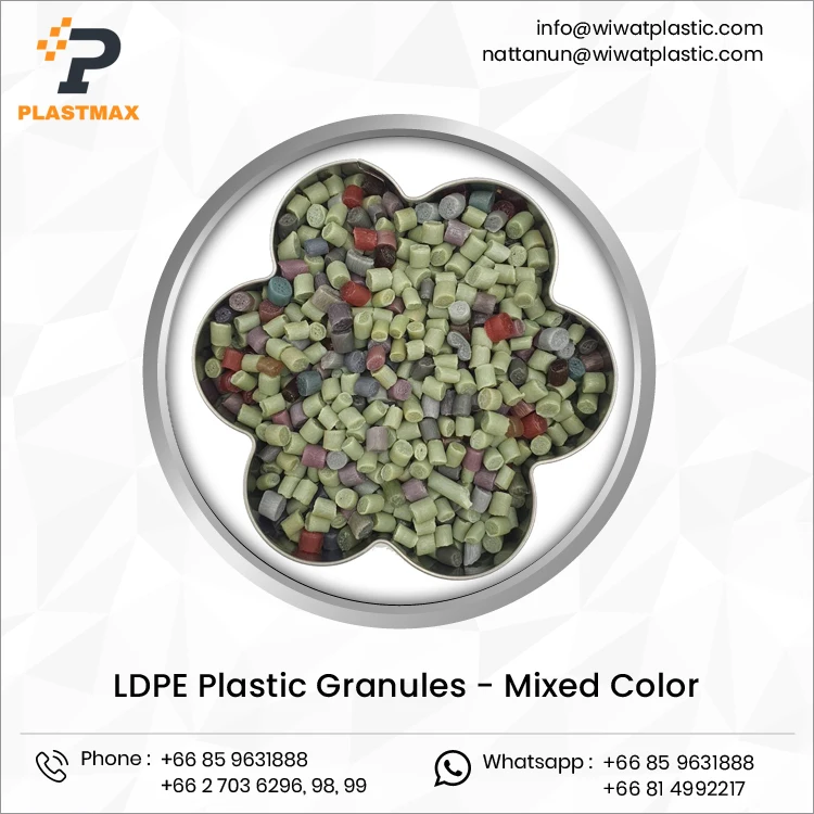 Thailand Origin Manufacturer of Hot Selling Mixed Color LDPE Recycled Granule for Wholesale Purchasers