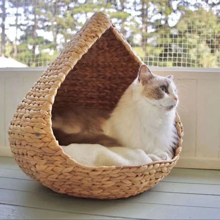 Water Hyacinth Cat Pet House Seagrass Ped Bed Basket for Dogs and Cats pet bed house best price gift for pets