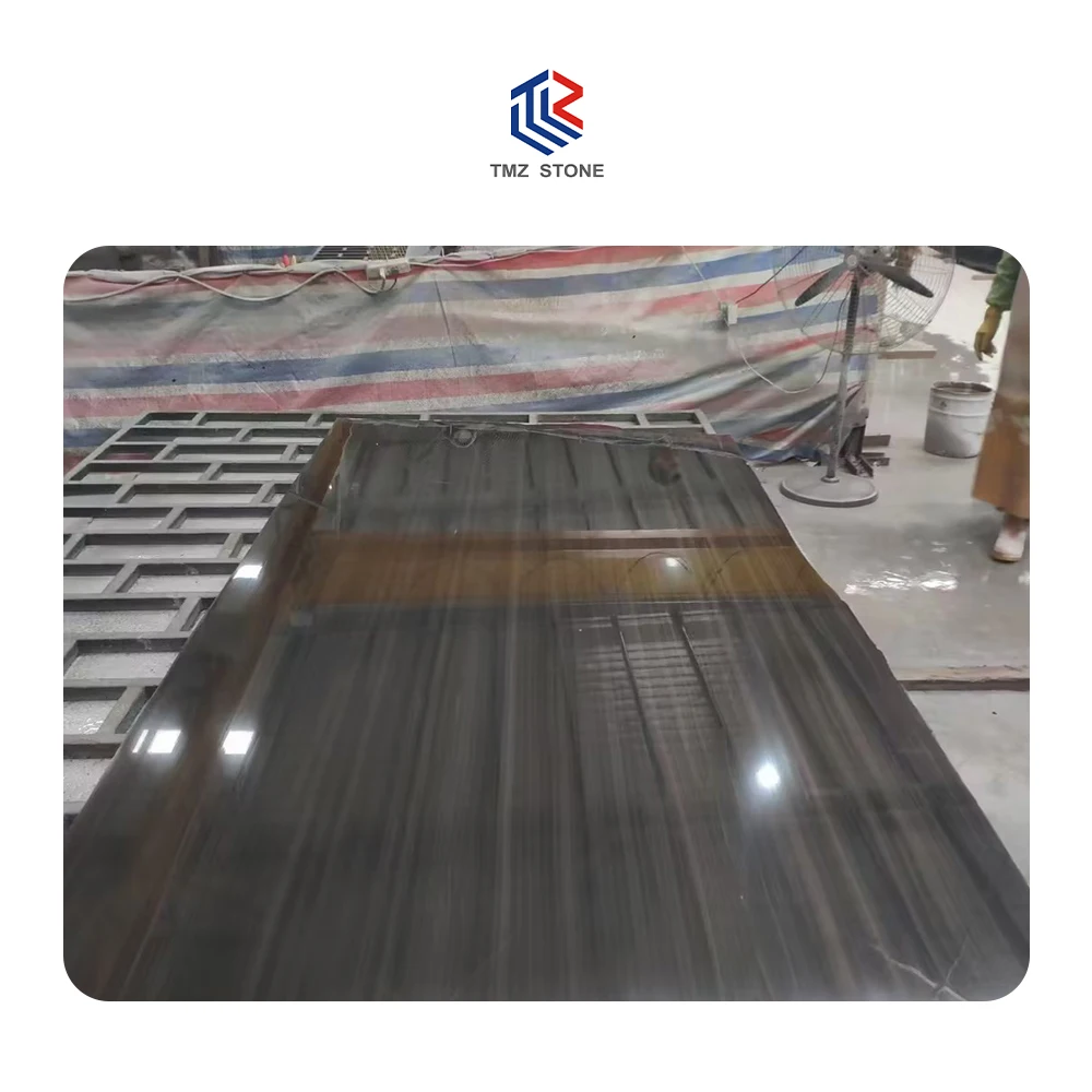 TMZ ODM OEM Manufactory Glazed Natural Ebony Black Marble slabs for kitchen countertop and floor cut to size