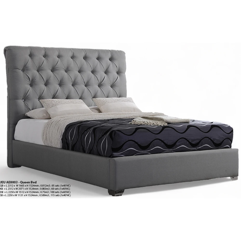 Queen Bed 5 Feet JEU AE 8003 Bedroom Modern Home Furniture Genuine Leather PVC PU Fabric Modular Design Frame Divan Malay