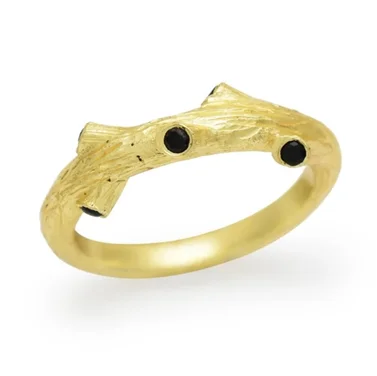Explore New Design Brass Black Onyx Exclusive Jewellery Gold Plated Brass Raw Design Ring