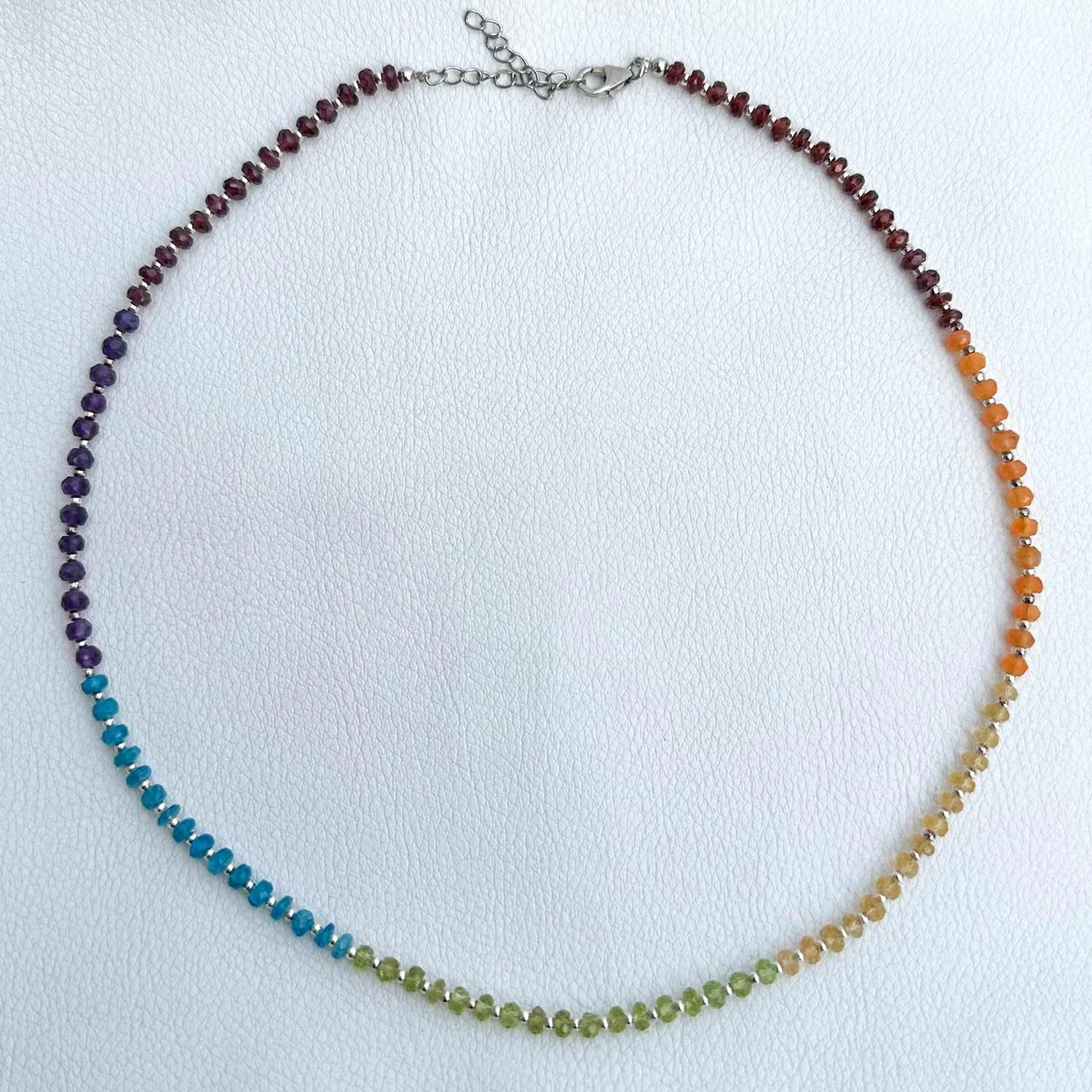 Buy Online Trendy Natural Multi Gemstone Faceted Rondelle Beads 925 Sterling Silver Necklace Manufacturer Suppliers