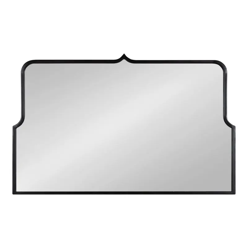 Wide Arch Mirror 37x24 Black Iron Frame Bathroom Makeup Mirror for Living Room Bedroom Wall Decoration