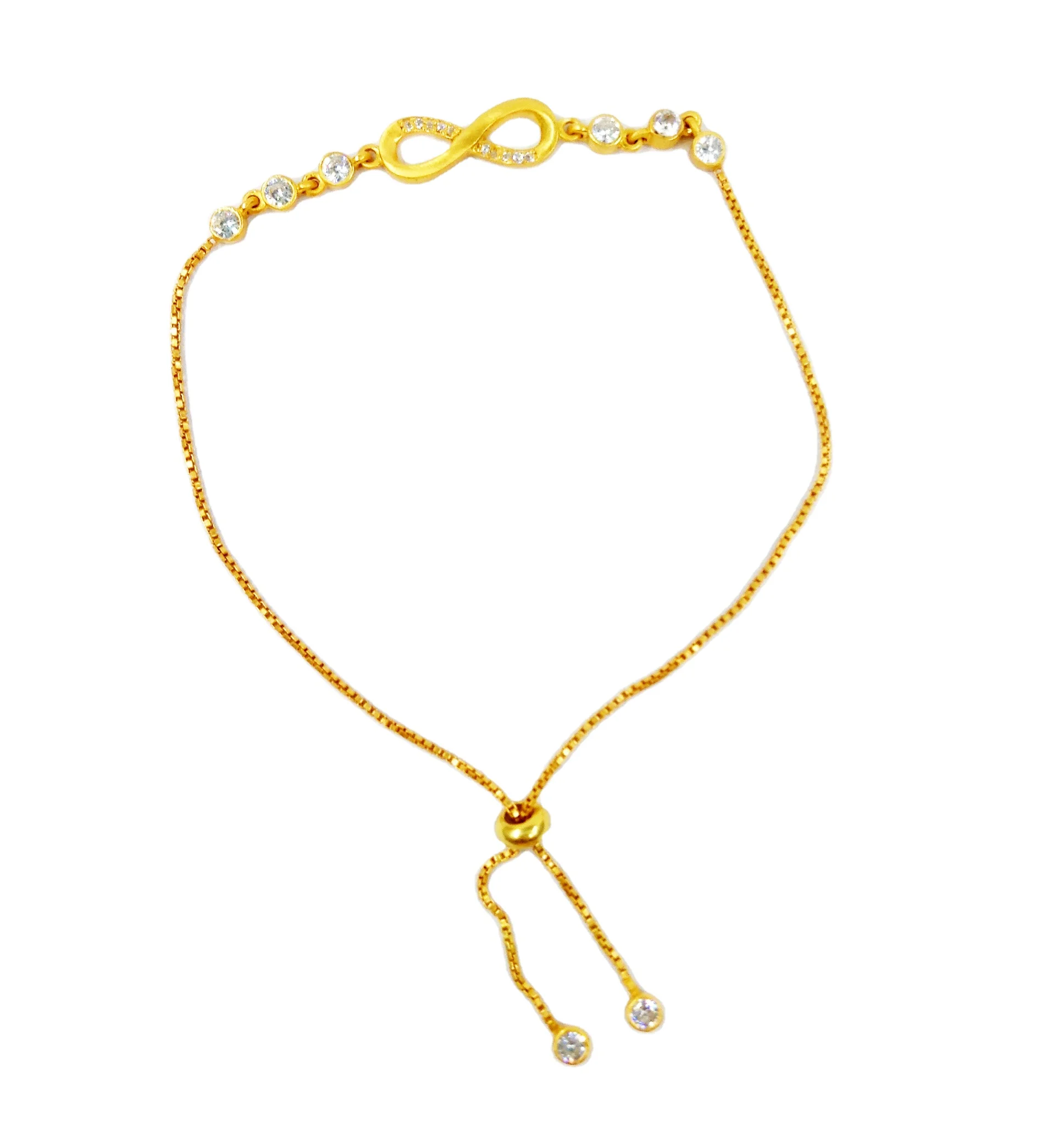 Luxury Fashionable 925 Sterling Silver Gold Plated Multi Color Gemstones Ladies Wear Infinity Chain Bracelet