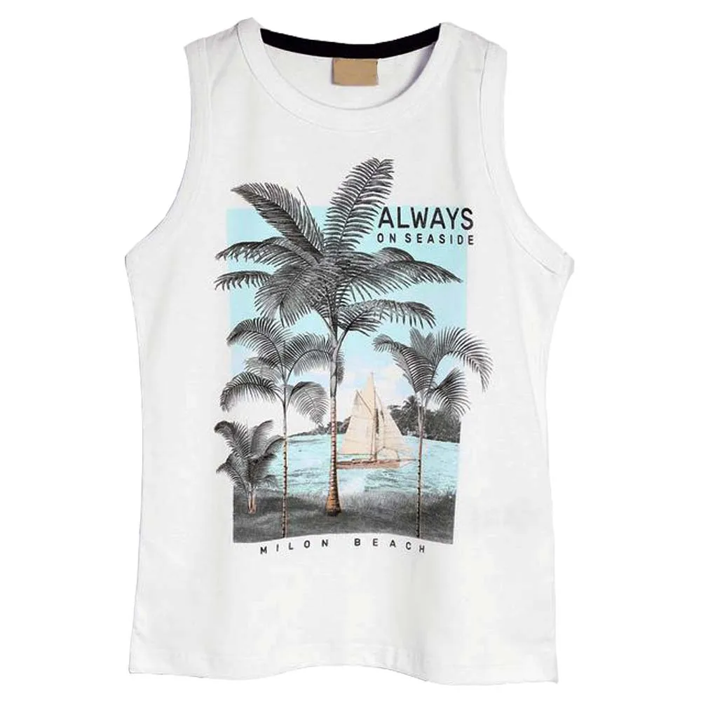 Summer Boys Vest and Girls Tank Tops New Design Knitted Jersey 100% Cotton Casual Featuring Fun Animal Print for Children