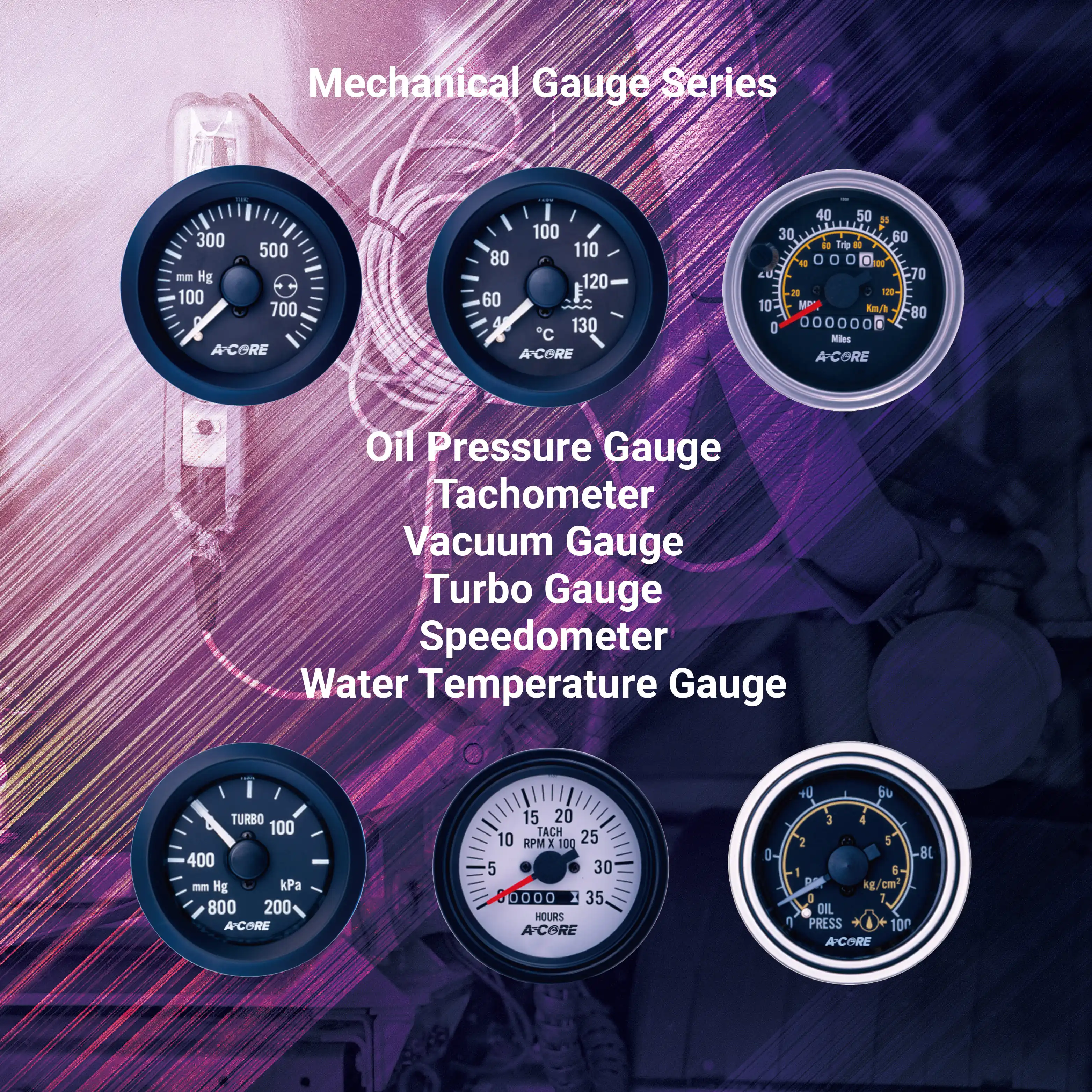 Mechanical Tachometer Traditional Car White Face Mechanical Auto Tachometer