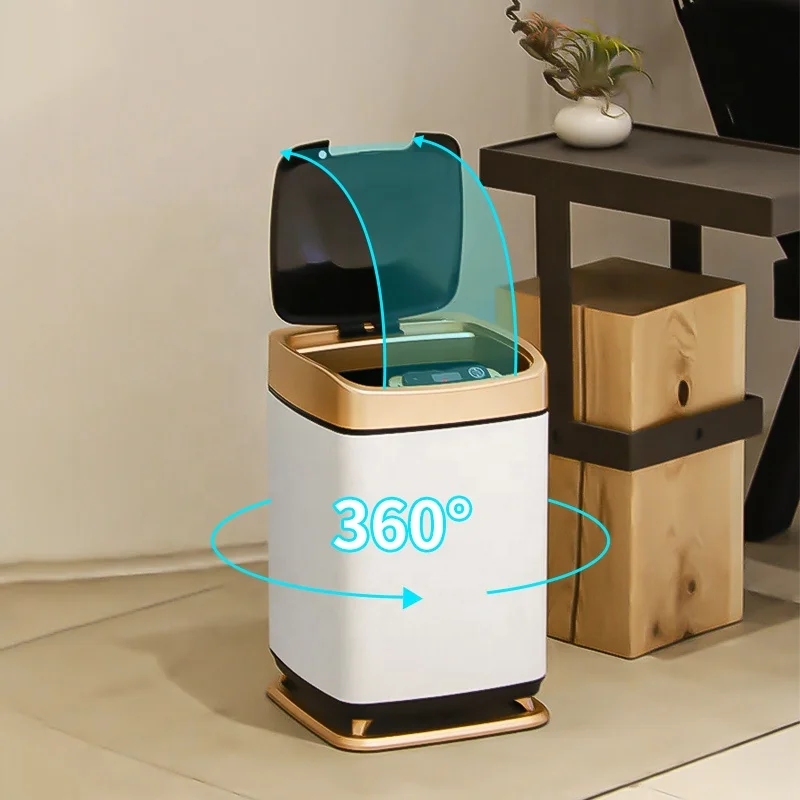 Leasylife 12LRectangle Sensor Rubbish Stainless Steel Sanitary Trash Can  Kitchen Smart Garbage Bin