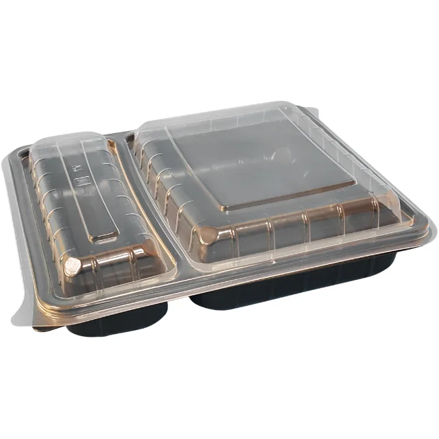 200x240x55 2 Compartment Microwavable Take Out Hot Food Meal Prep Food Tray Deli Container with Lid