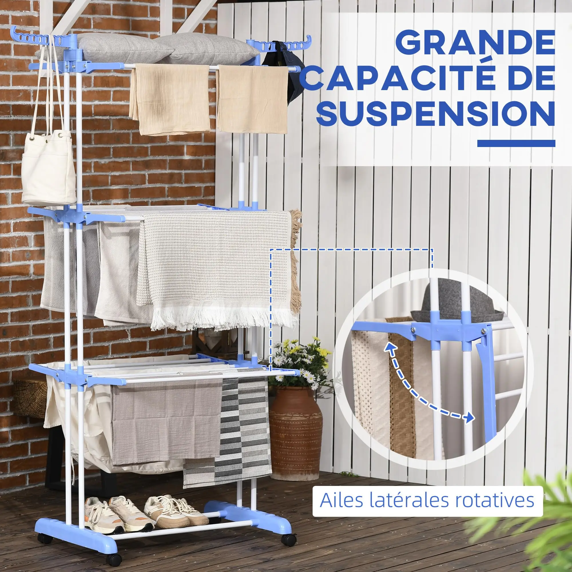 Ama-zon Cooperate Factory Foldable Extra Large 3 Tier In/Outdoor Clothes Cloth Airer Laundry Dryer Rack Hanger