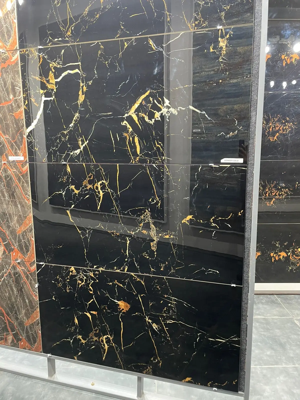 inkjet digital porcelain polished black vitrified tiles 600*1200 mm with 8.8 mm thickness from india