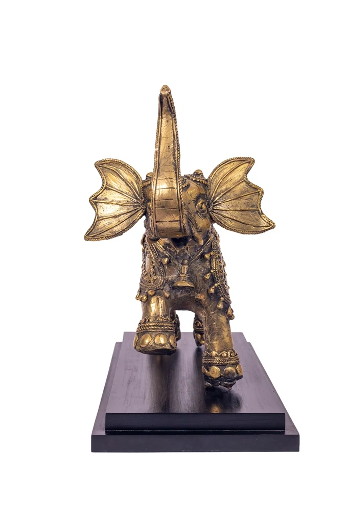 BRASS SUPERFINE ELEPHANT WITH GANESHA AND ANIMALS DHOKRA ART
