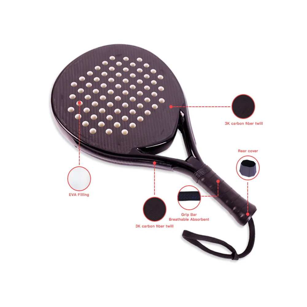 Hot Selling 18k Carbon Fiber Padel Rackets Wholesale OEM / ODM Professional Customize Padel Rackets Beach Tennis Racket