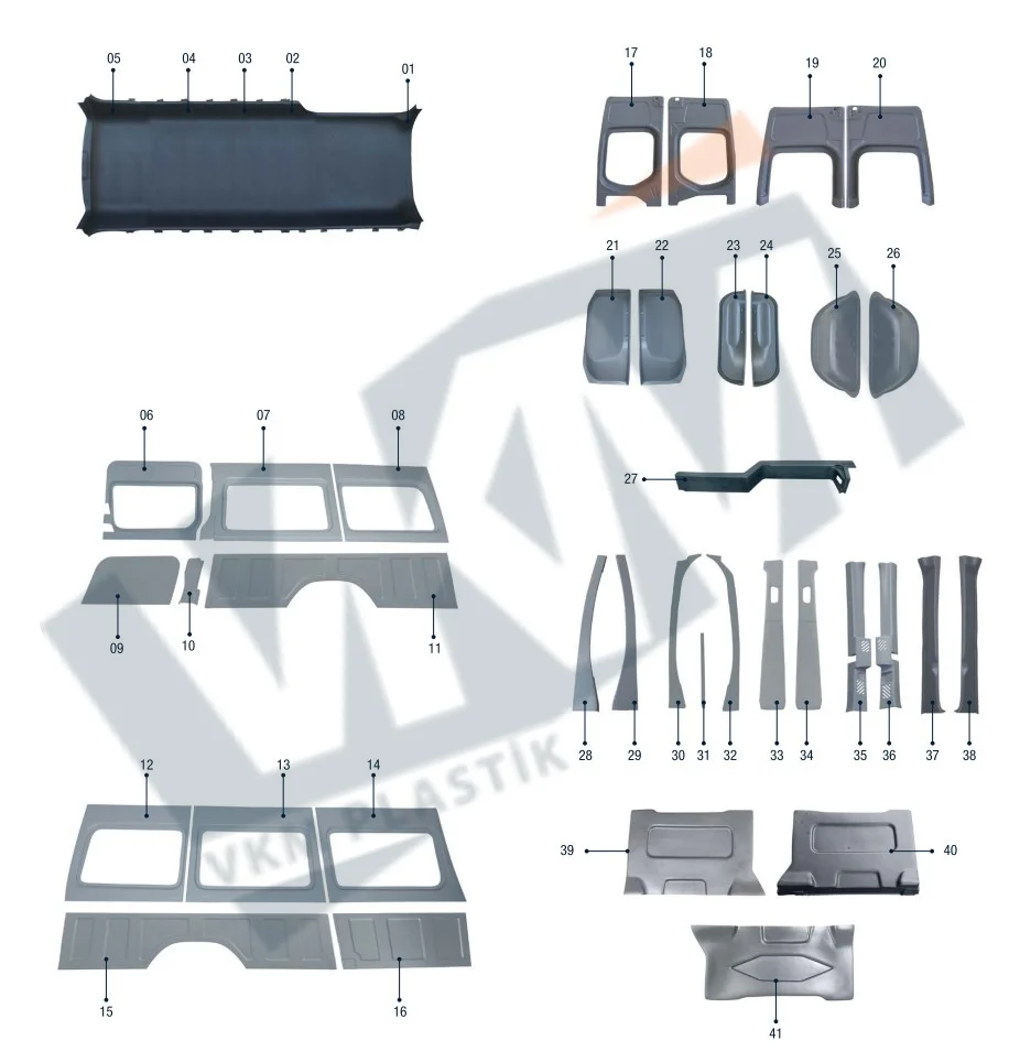 VKM O3  **SPRINTER L3H2 WITH SLIDING DOOR**  (ABS INTERIOR TRIM SET FOR MINIBUSES, CAMPERS, COACHES, BUSES)