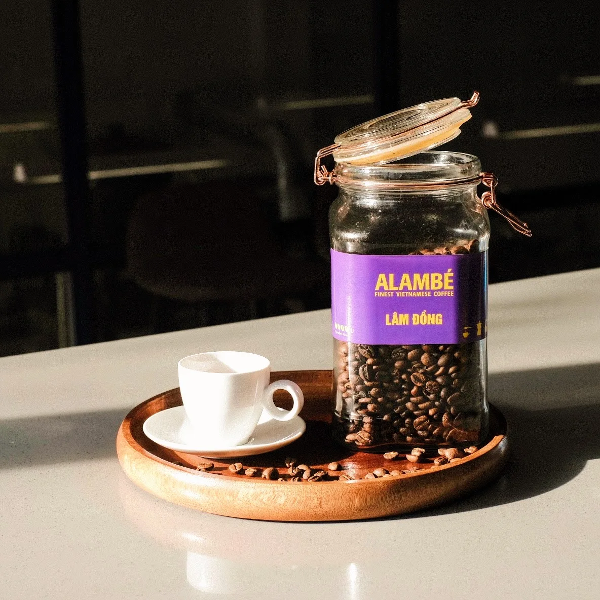Mellow Taste Premium Grade Robusta & Arabica Alambe Lam Dong Whole Bean Coffee 230g Bag Packaging Made In Vietnam Kafei