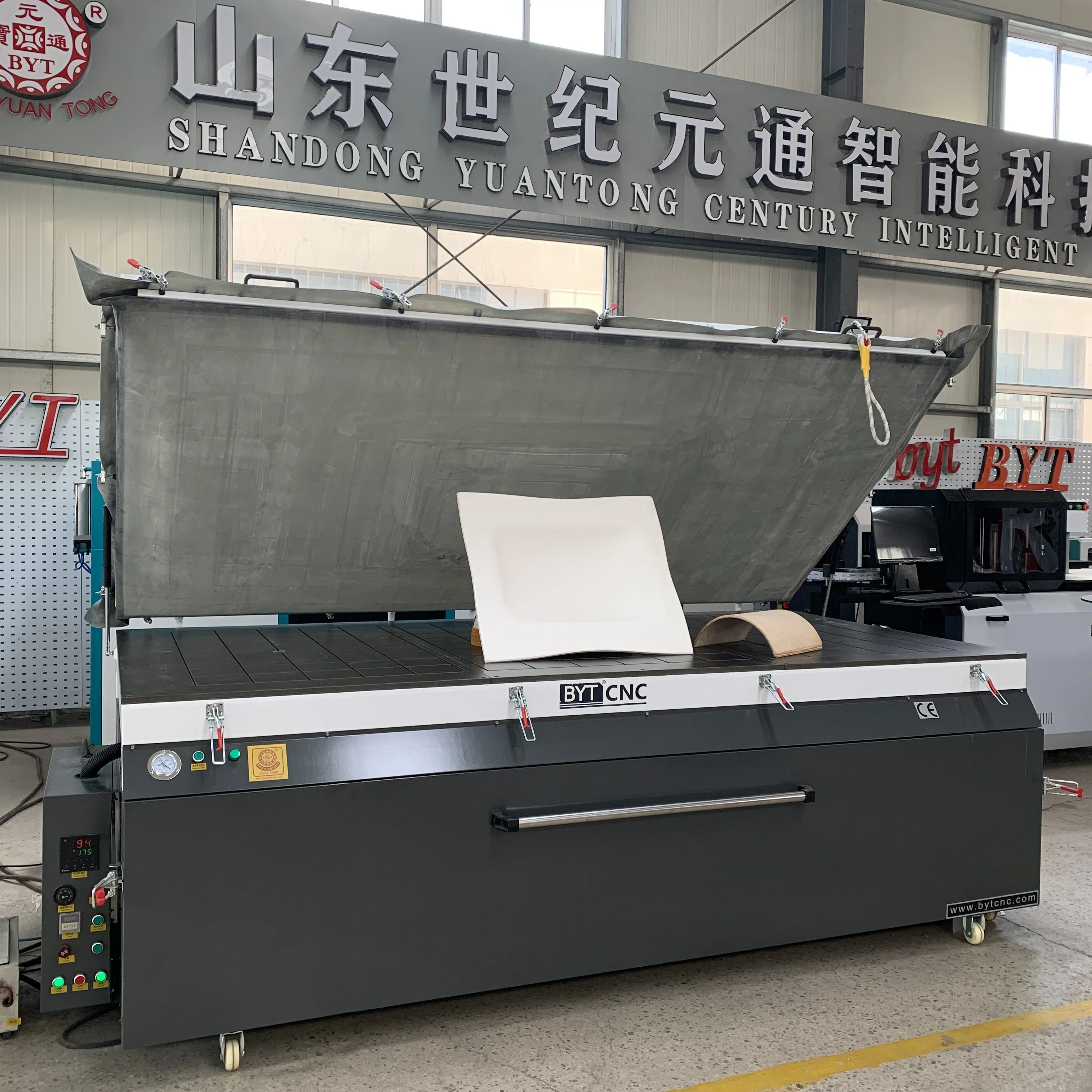 BYTCNC solid surface vacuum press thermoforming machine with heat oven corian vacuum membrane press machine