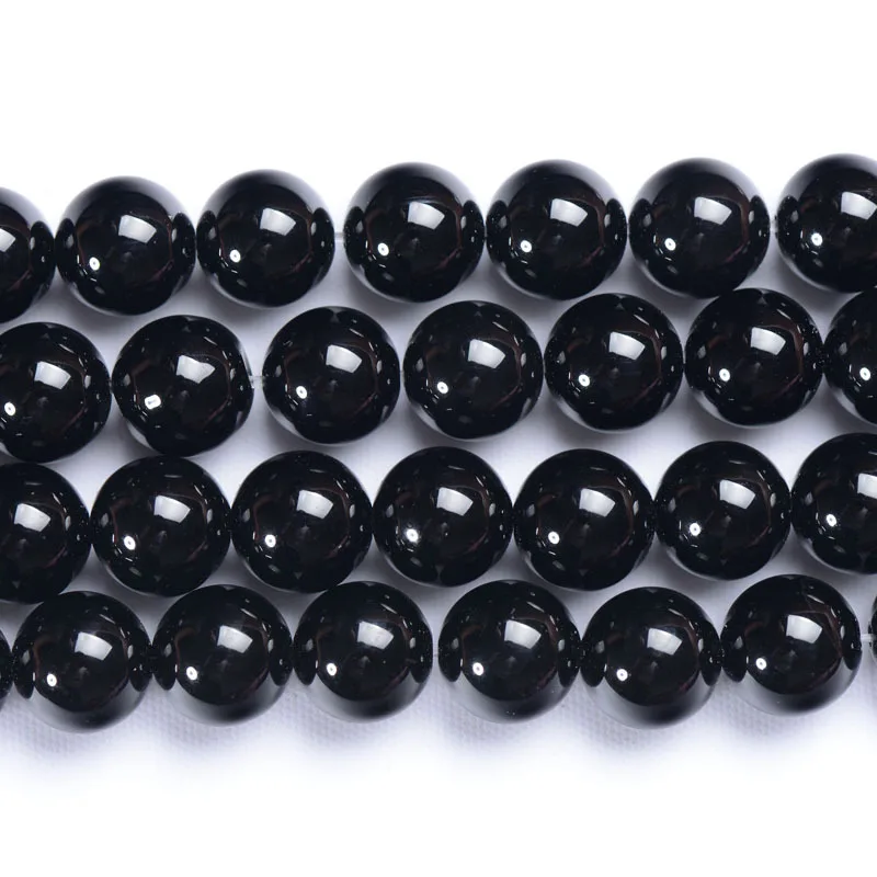 High Quality Semiprecious Natural Black Onyx Gemstone Loose Smooth Round Beads
