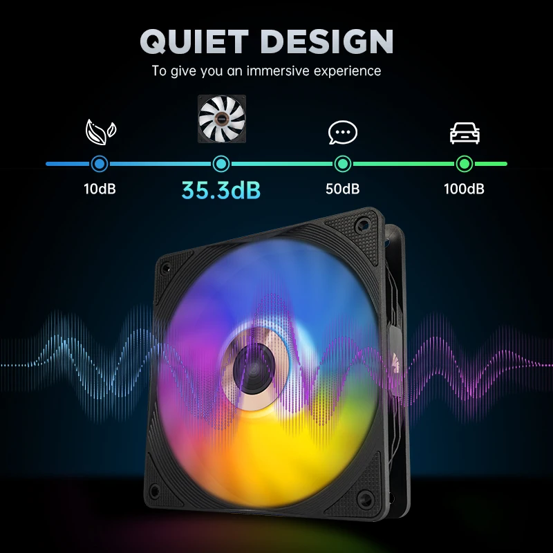 High Performance High Air Volume PWM+Argb Light Computer Case FAN FDB Bearing Cooling Plastic Pc Fan