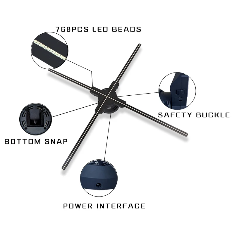 Giwox Popular 3d Hologram Fan 65cm High Resolution High Brightness 3D Led Fan for Advertising