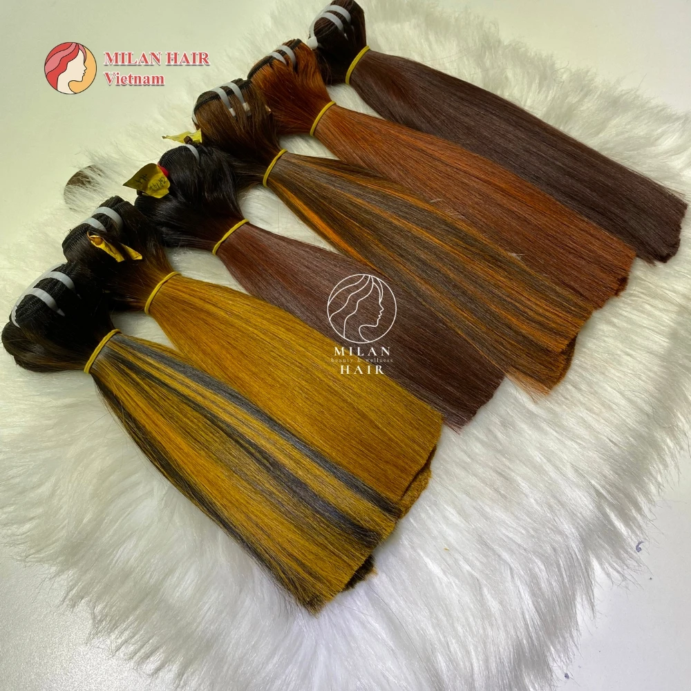 Wholesale from 25 bundles of natural hair extensions Vietnamese women use to sew dyed wig heads human hair bundles