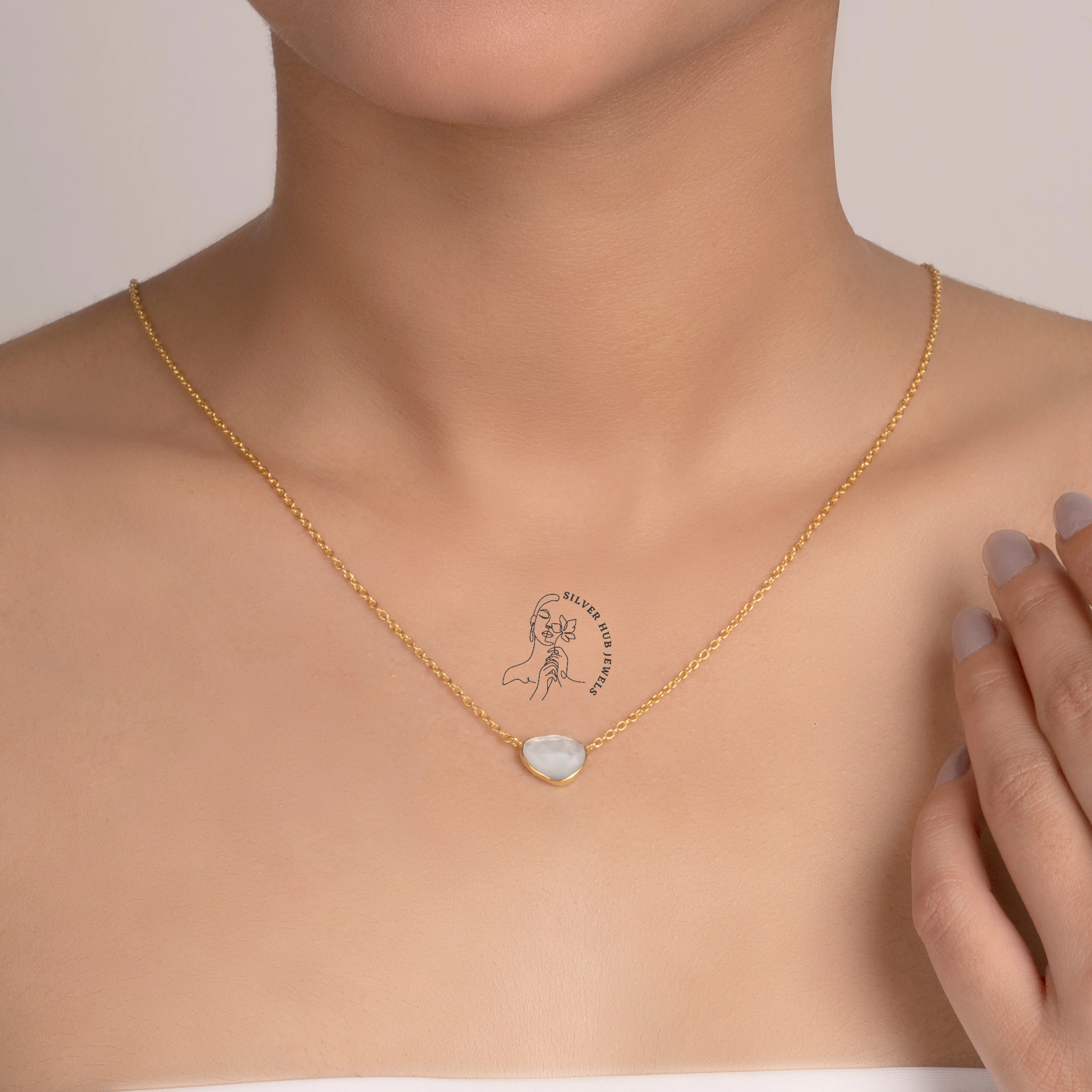 Natural Fashionable Necklace Stone Amethyst Ruby Emerald Peridot 925 Sterling Silver Gold Vermeil Birthstone Necklace