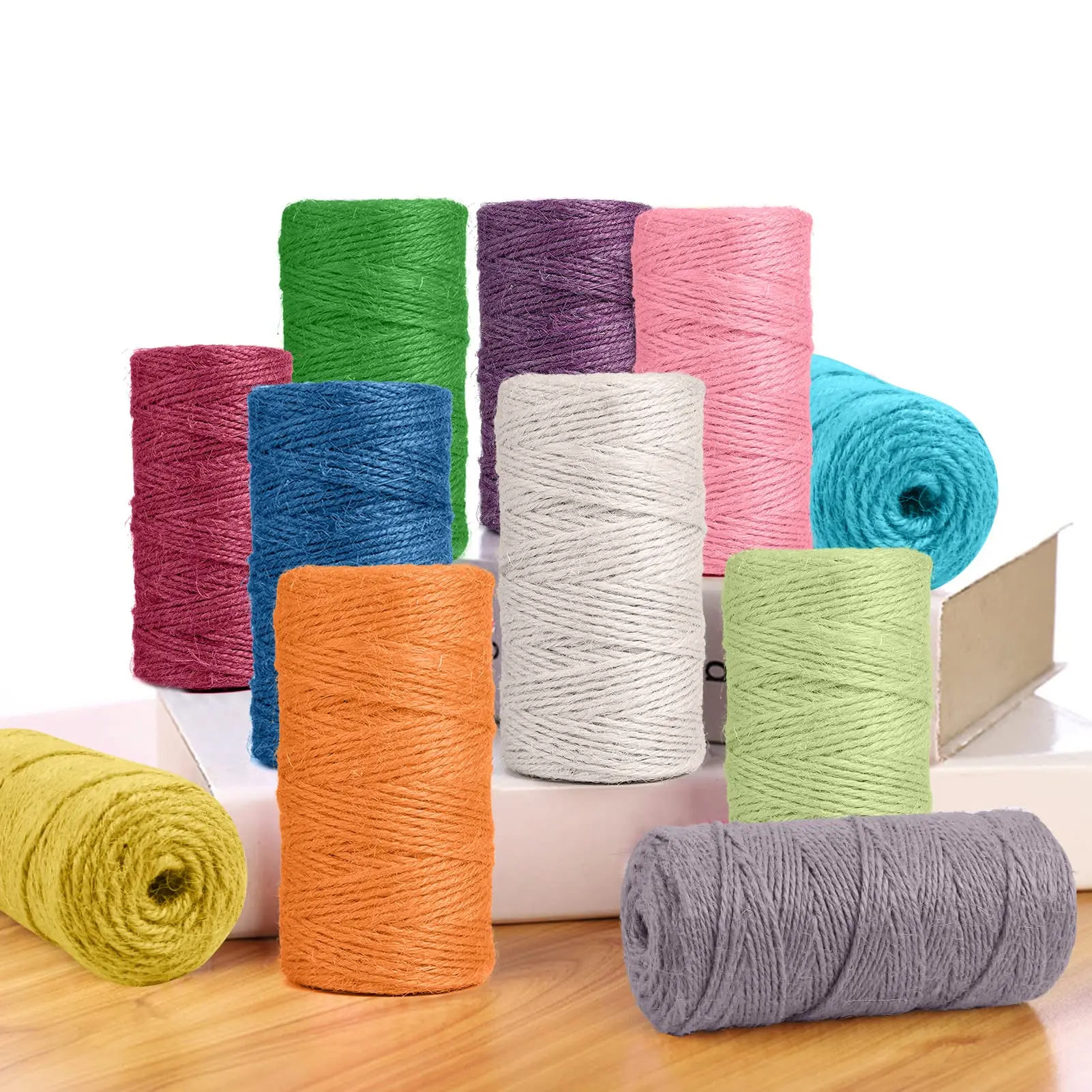 Free Sample Custom Color jute spools twine 2mm*100m hemp cord colored jute rope for diy craft