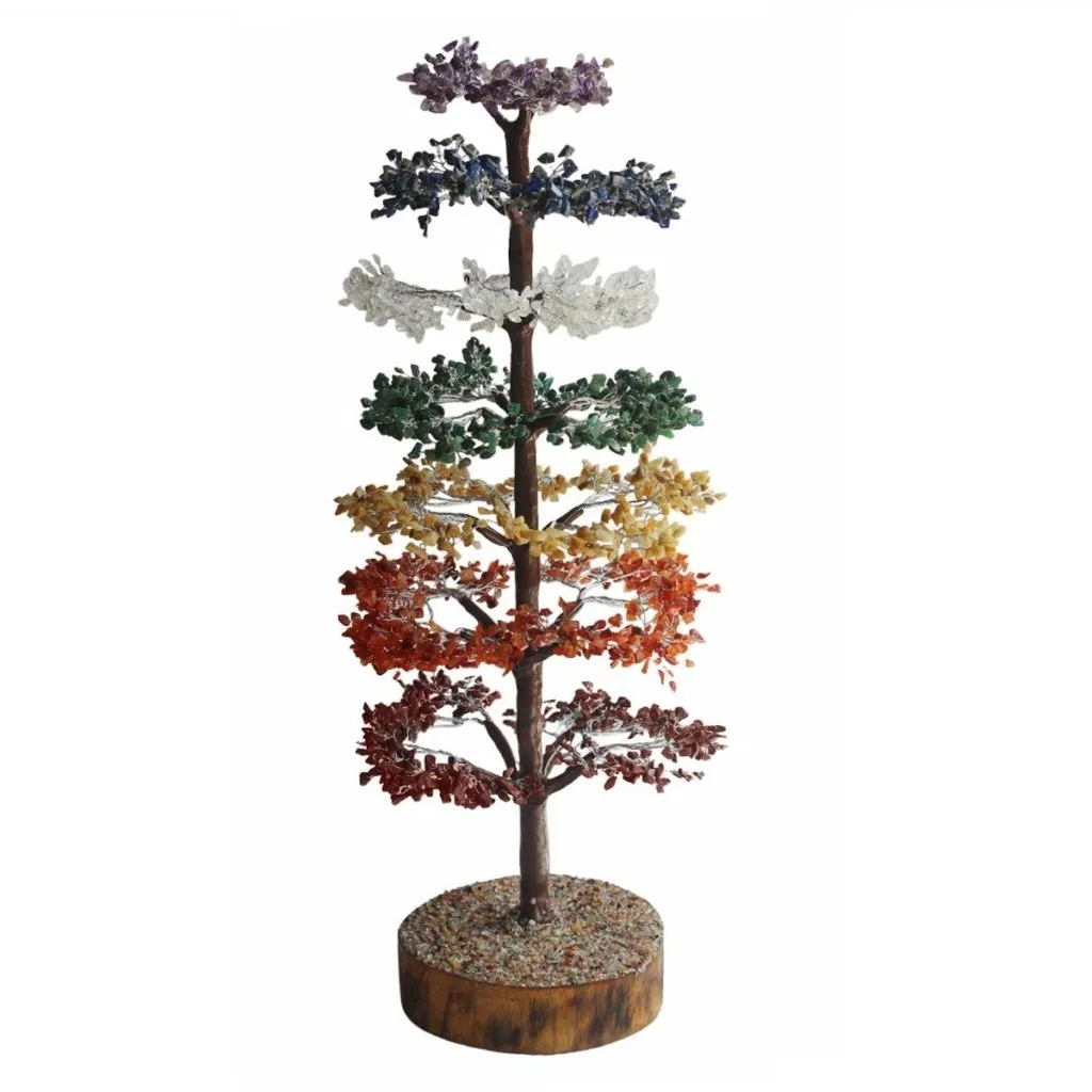 Fengshui Money Tree, Wholesale Natural Crystal Seven Chakra Tree Large 2500 Beads Gemstone Trees For Home And Office Decoration