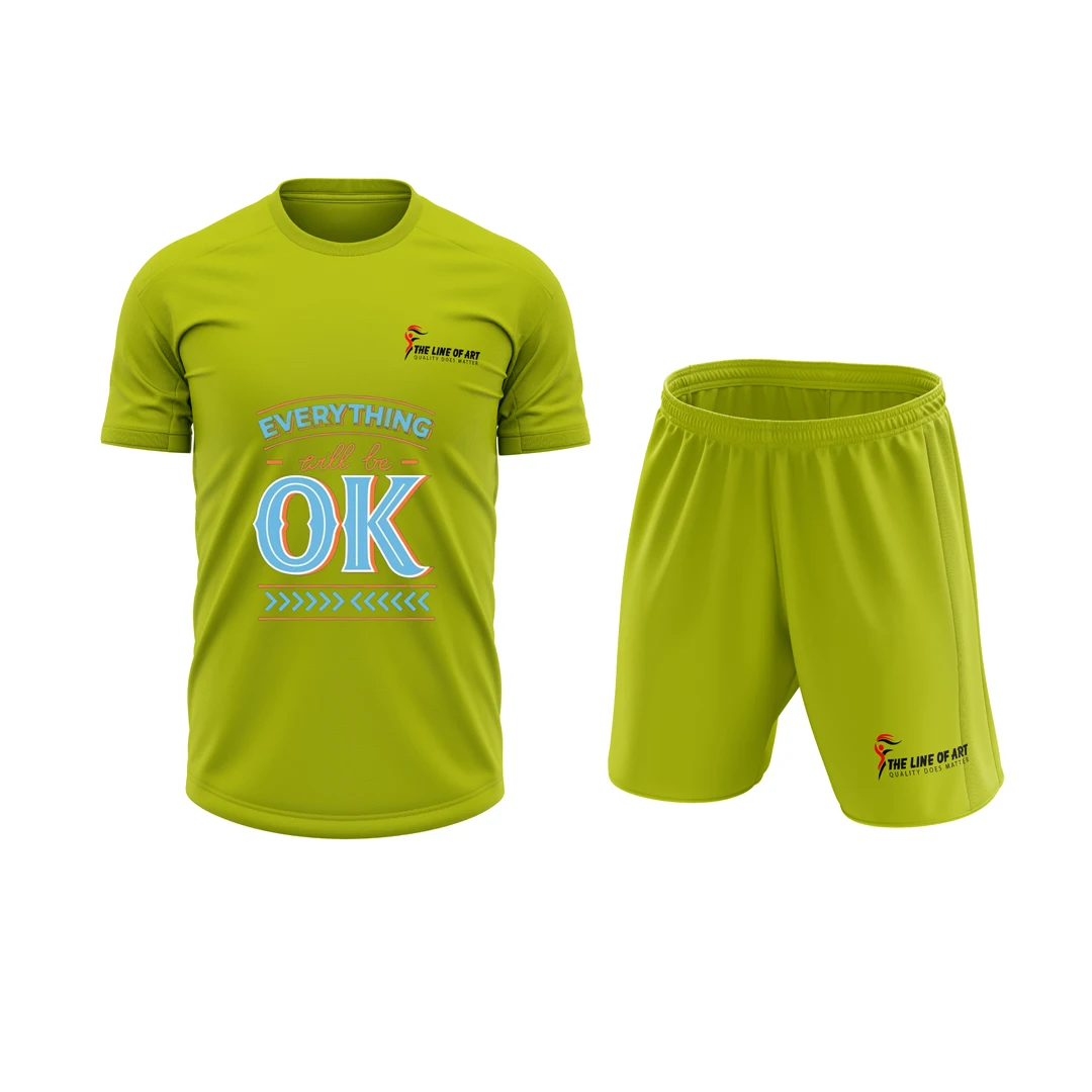 2024 Sublimated Summer Twin Sets Custom Logo Causal Short Sleeve Crew Neck Patchwork Shirt And Short Set Mens 2 Piece Outfits