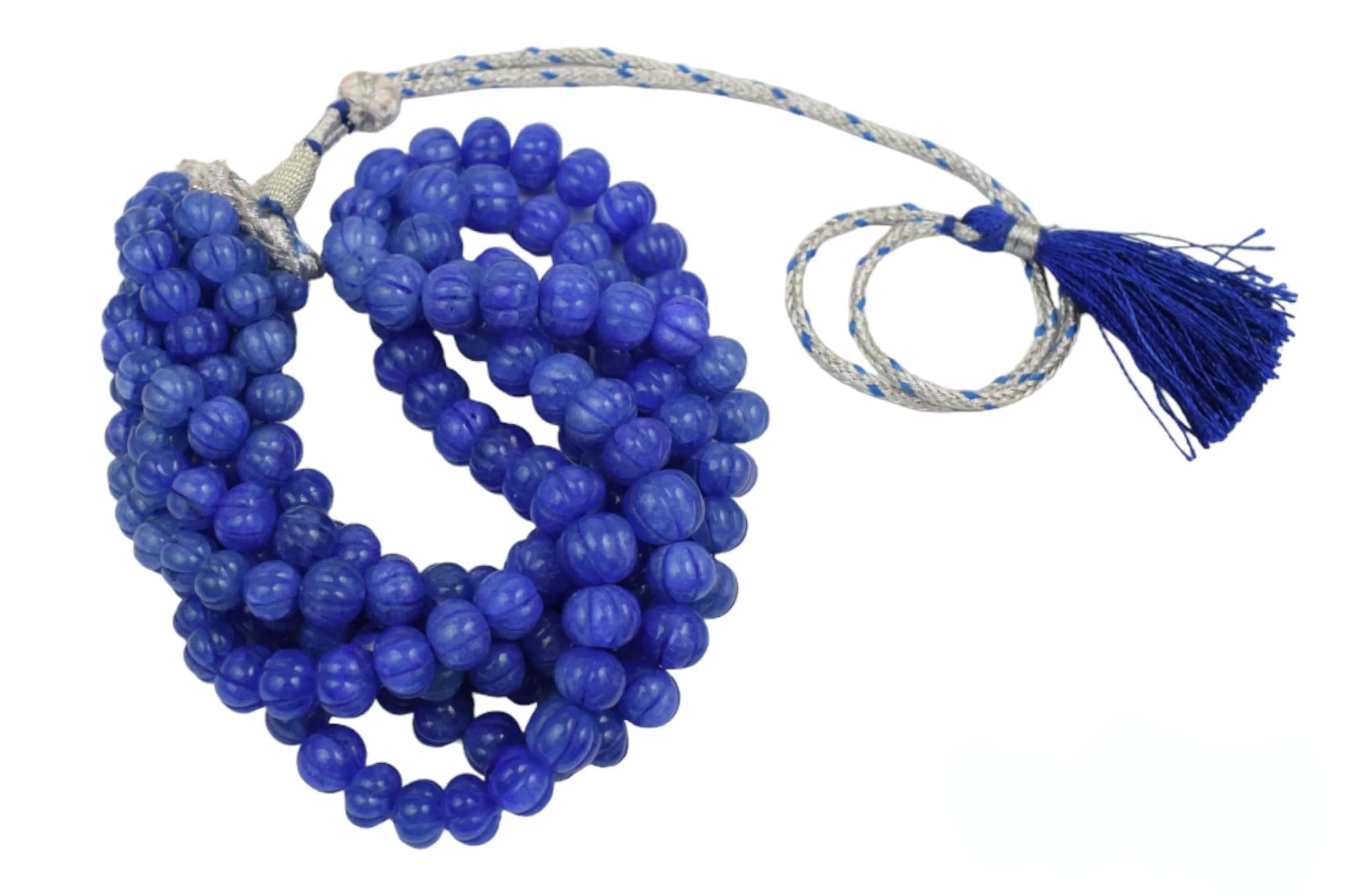 Dyed Blue Sapphire Gemstone Handmade Beads 3 Layer Necklace Best Gift For Jewelry Component And Manufacture  All