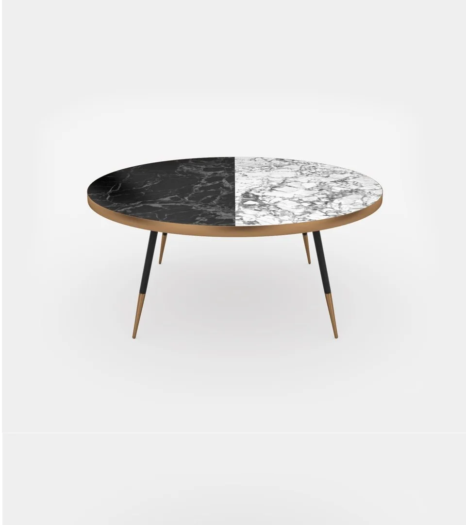 Round Shape Marble Top Coffee Table New Arrival Metal Base Super Special Design Center Table For Multi Occasion