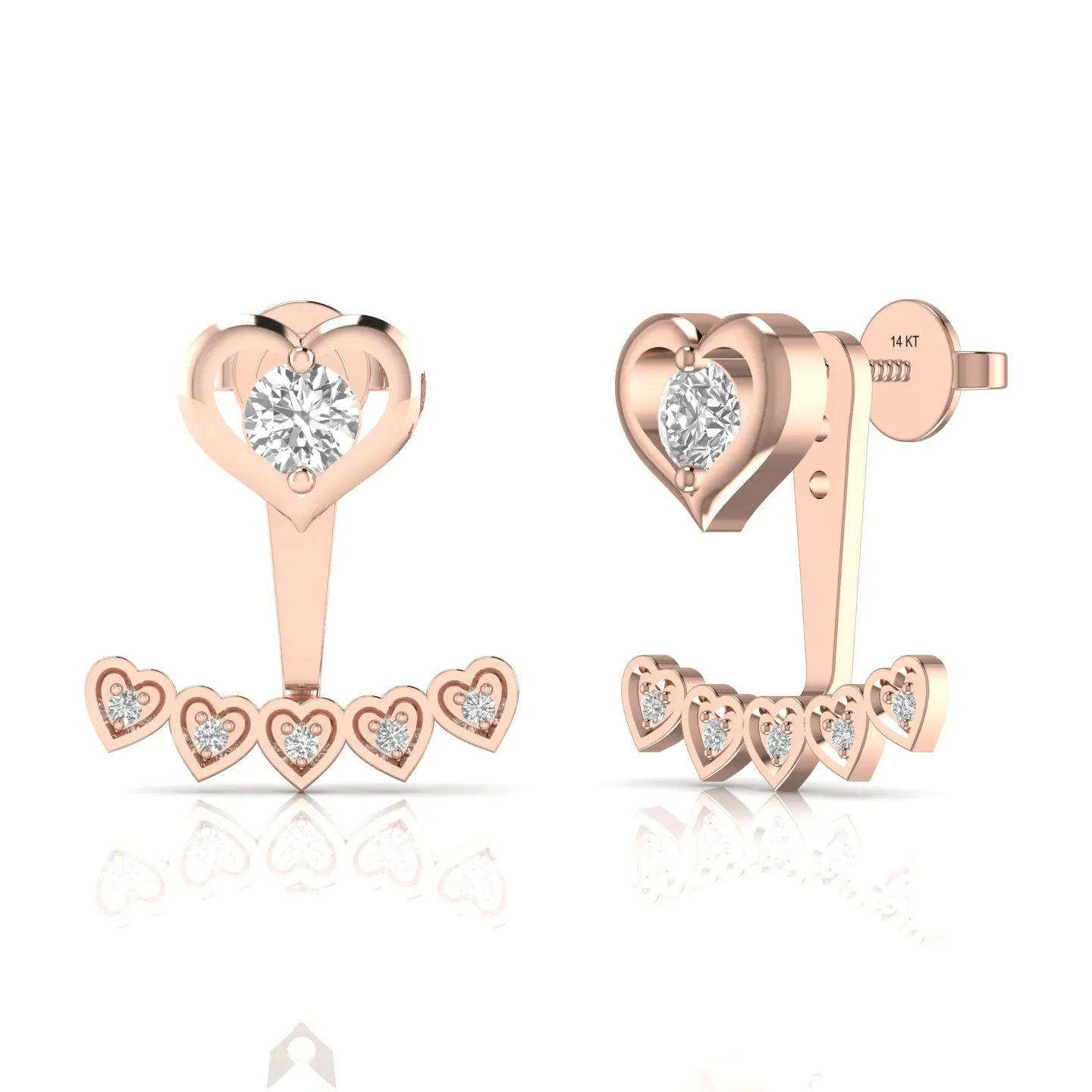 Minimalist Heart Real Diamond 0.52CT Stud Love Earrings For Women In 14kt Yellow Gold 4.39 Grams Designer Fine Jewelry