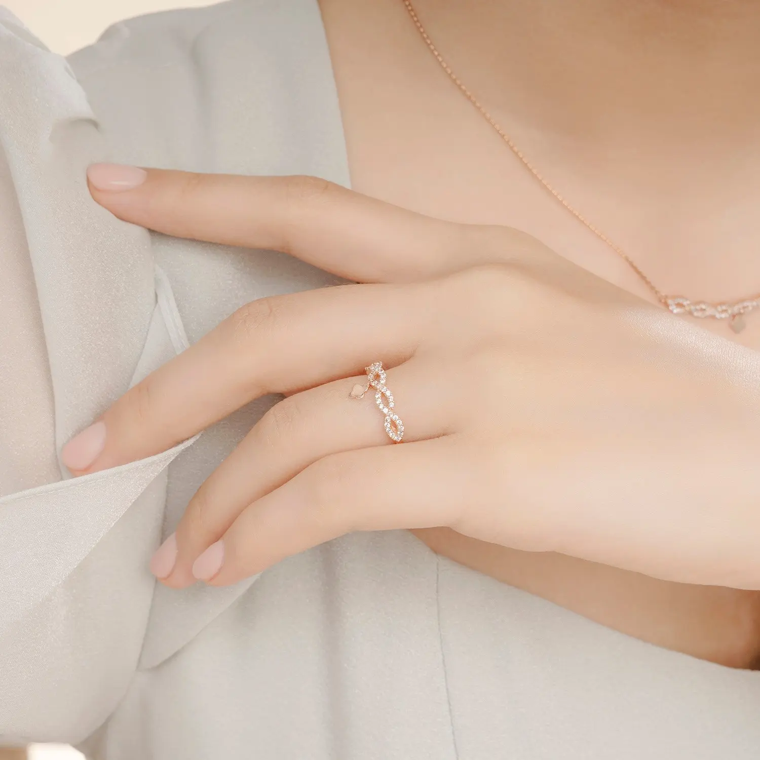 AU750 Solid Gold Jewelry Sets Necklace Earrings Rings For Women Rose Gold Earrings Viet Nam Factory HTJ PTB334