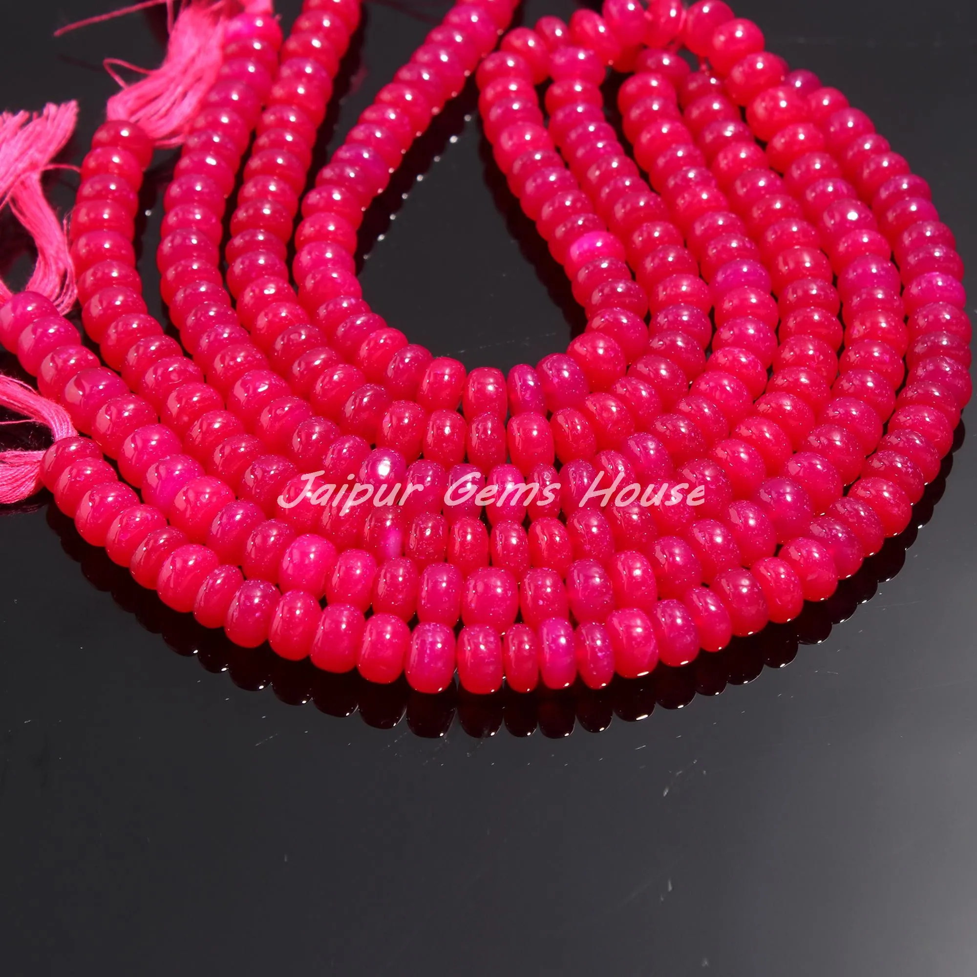 Natural Hot Pink Chalcedony Smooth Rondelle Beads 8mm Pink Chalcedony Gemstone Beads High Quality Chalcedony Crystal for Jewelry