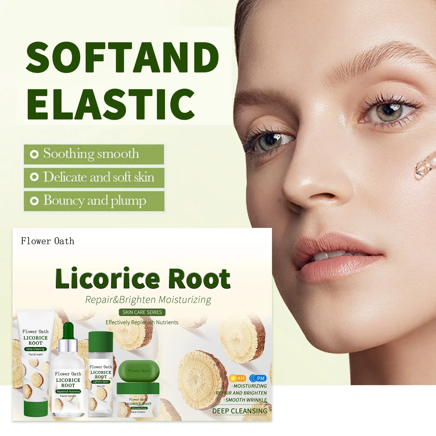 Top Sell Moisture Natural Organic Licorice Skin Care Set Licorice Root Serum Extract Brightening Rejuvenating Set Skincare