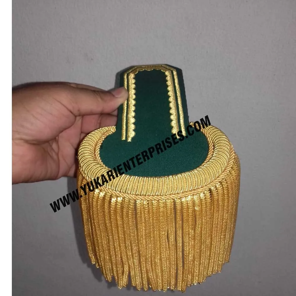 High Quality Bullion Shoulder Boards with Woolen Padded Board Customized Fashion Epaulettes with Gold Fringe