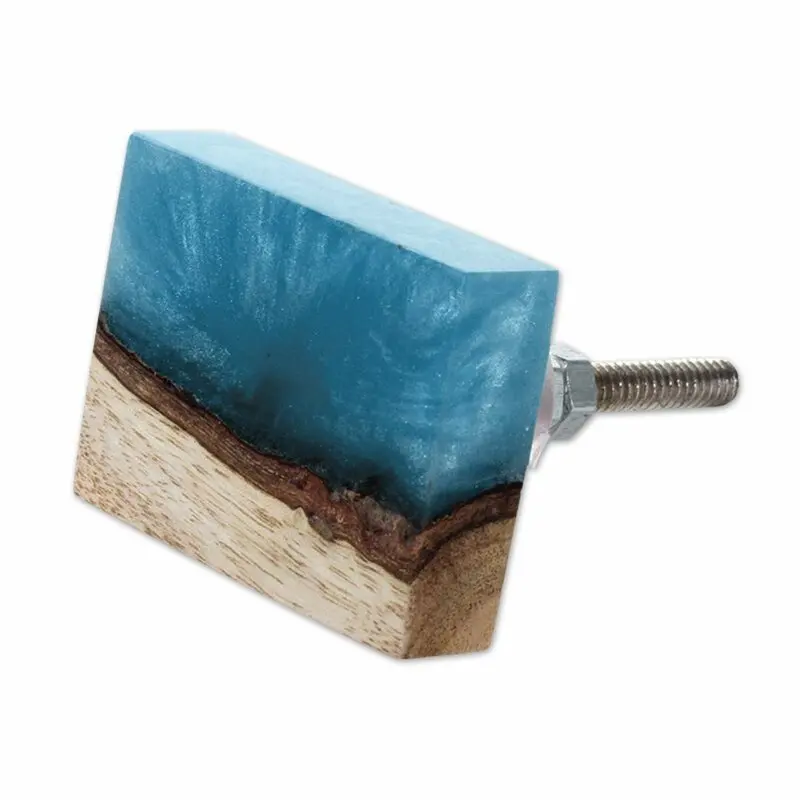 2023 Square resin and wooden joint knob furniture resin knob, decorative knob Handcrafted furniture handle