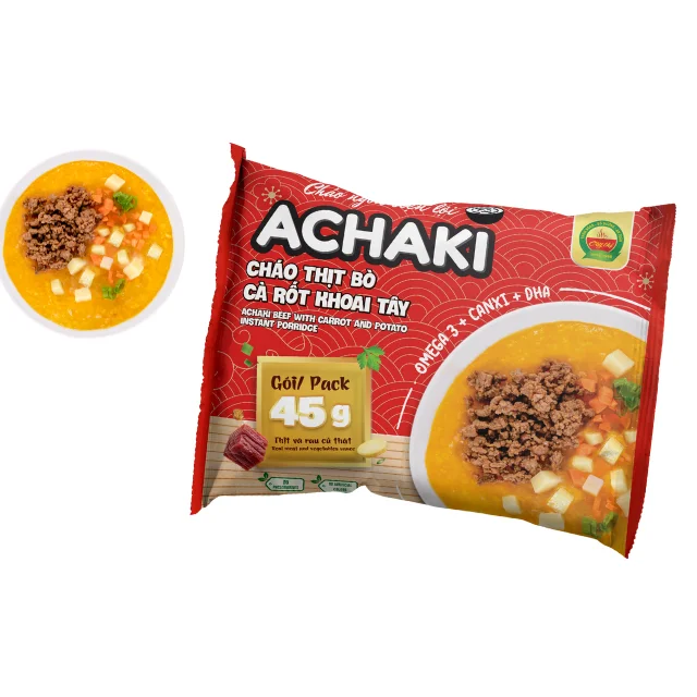 Beef with carrot and potato Achaki instant porridge High Quality natural color using for baby pack in bag Asian Manufacturer
