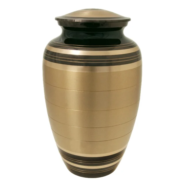 Best Selling Brass Cremation Urn with Mother of Pearl Inlay Gold Polish for Human Ashes-Top Metal Urn for Adults