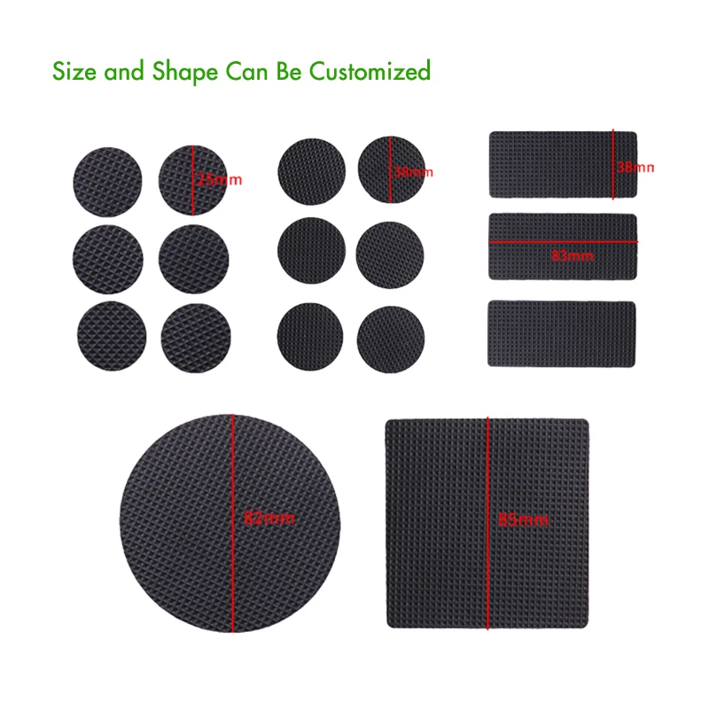 Customized round square anti slip self adhesive 3M adhesive eva silicone rubber pad feet pads for furniture chair legs