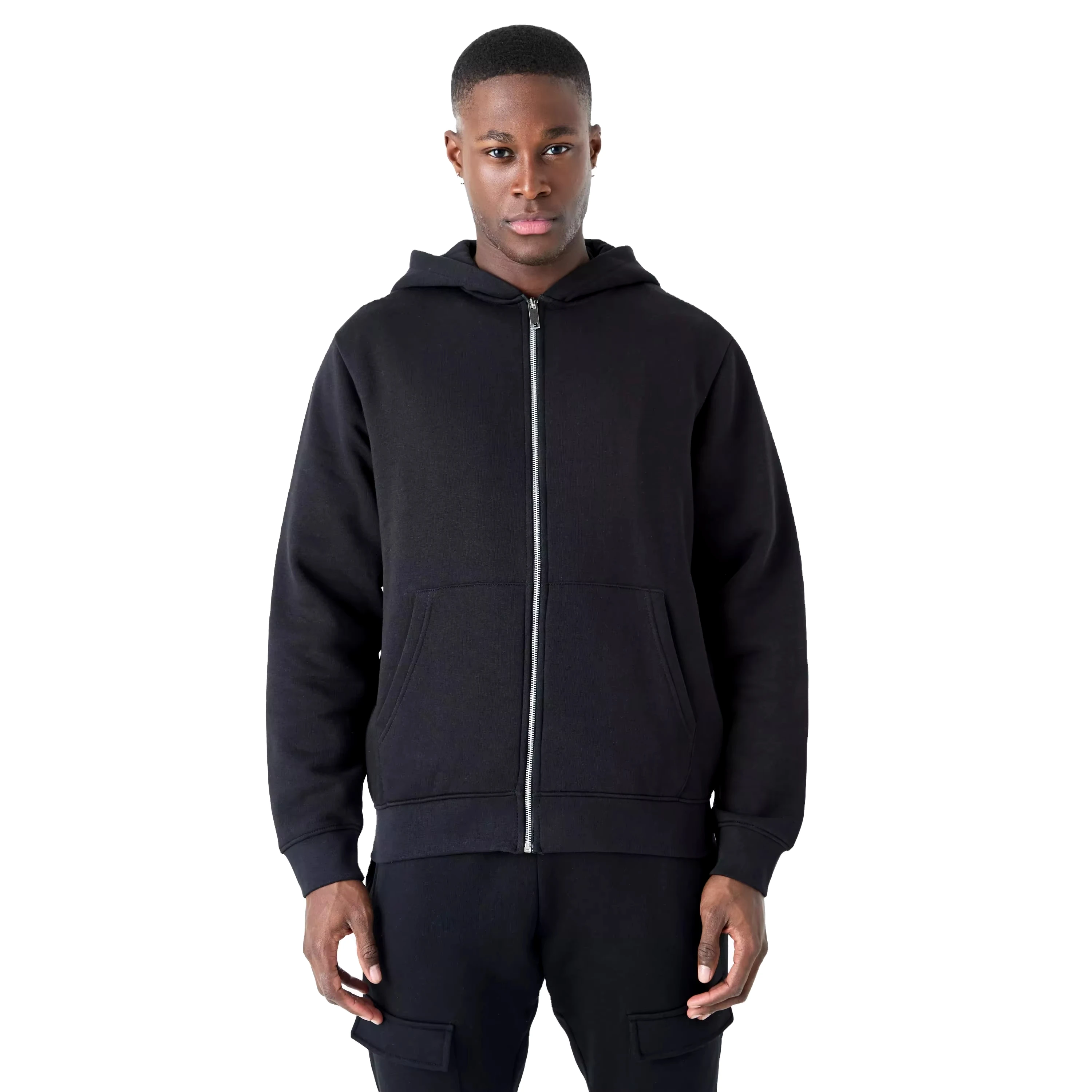 Custom Manufacturer 400gsm Heavyweight Thick Distressed Cut and Sew Zipper Vintage Embroidery Patch Zip Up Hoodie